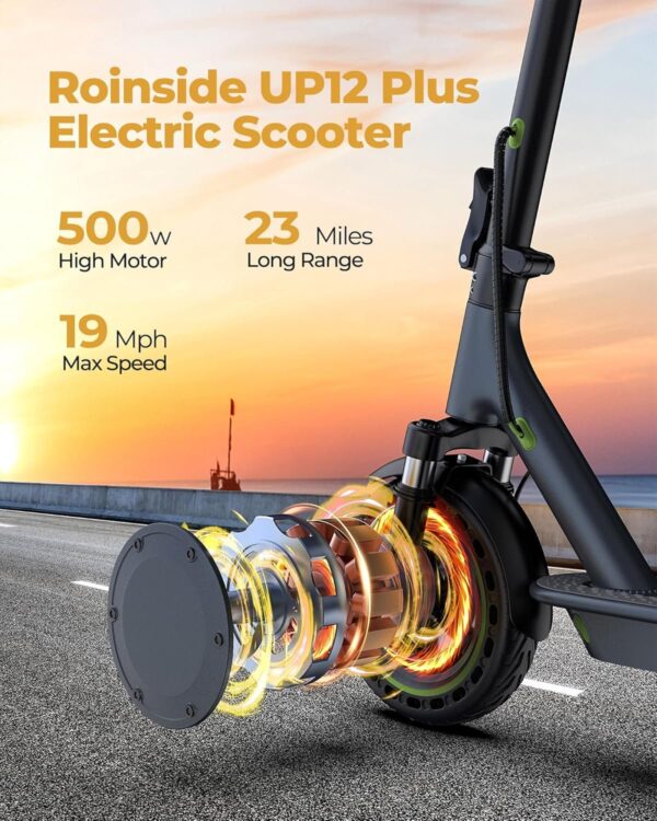 Electric Scooter – 8.5′′ Solid Tires, 350W Motor, Up to 19 MPH and 21-23 Miles Long-Range Portable Foldable Commuting Scooter for Adults with Double Braking System and App