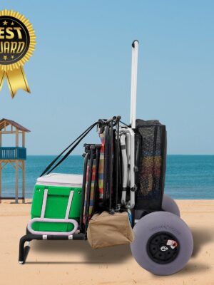 Best 165LBS Folding Beach Cargo Deck Cart W/ All-Terrain Balloon Tires