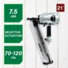 Framing Nailer, Pro Preferred Brand of Pneumatic Nailers, 21 Degree Magazine, Accepts 2-Inch to 3-1/2-Inch Plastic Collated Nails, Ideal for Framing, Flooring, & Roof Decking, NR90AES1