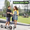 Electric Scooter – 8.5′′ Solid Tires, 350W Motor, Up to 19 MPH and 21-23 Miles Long-Range Portable Foldable Commuting Scooter for Adults with Double Braking System and App