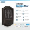 Encode Plus Smart Wi-Fi Lock for Front Door, Keyless Entry Deadbolt, Unlock with Apple Watch, Built-in WiFi and App Control, Easy Install, Alexa & Apple HomeKit Compatible, Matte Black