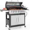 Burner Gas grill with side burner and enameled cast iron grille 42,000BTU outdoor cooking stainless steel propane grill Garden grill