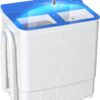 Portable Washing Machine – 14.5 lbs Mini Twin Tub Washer & Spin Dryer for Apartments, Dorms, RVs, Camping – Gray/Blue