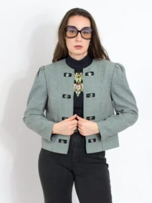 Black white wool blazer