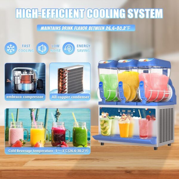 Commercial Slushy Machine – 1000W 30L Tanks Slush Maker Machine 304 Stainless Steel Commercial Margarita Machines Efficient Cooling the Ideal Slushie Maker for Bars Cafes Restaurants