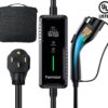 Level 2 & Level 1 EV Charger, 16Amp 110-240V Portable J1772 Electric Car Charger with Adjustable Amp Delayed Timer 25ft Long Cord