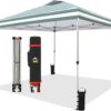 CROWN SHADES 10×10 Pop Up Canopy – Beach Tent with One Push Setup – Easy Outdoor Sun Shade for Events, Parties, Camping – Gazebo with STO-N-Go Cover Bag, Silver Coated Top, White