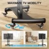 Rolling/Mobile TV Cart with Wheels for 32-82 Inch LCD LED 4K Flat Screen TVs – TV Floor Stand with Shelf Holds Up to 100 lbs, Height Adjustable Trolley Max VESA 600x400mm- PSTVMC05