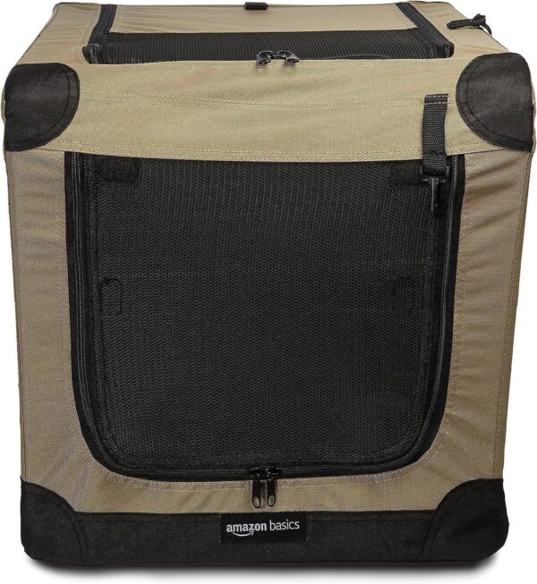 Amazon Basics Folding Soft Crate for Cat, Dog, Rabbit, Portable and Collapsible, 36 Inch, Tan, L 36′′ x 24′′ x 24′′