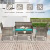 Patio Furniture Set 4 Pieces Outdoor Rattan Chair Wicker Sofa Garden Conversation Bistro Sets for Yard (Brown)