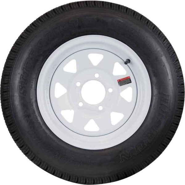 Hi-Run ASB1001 8 Spoke White 50 PSI ST175/80D13 and 13 in. x 4.5 in. 5-4.5HD 6-Ply Tire and Wheel Assembly