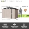 Aoxun 6.2×4 FT Shed Outdoor Storage Shed Metal Garden Shed with Lockable Doors & Slooping Roof Tool Shed Bike Shed for Backyard, Patio, Poolside (Brown)