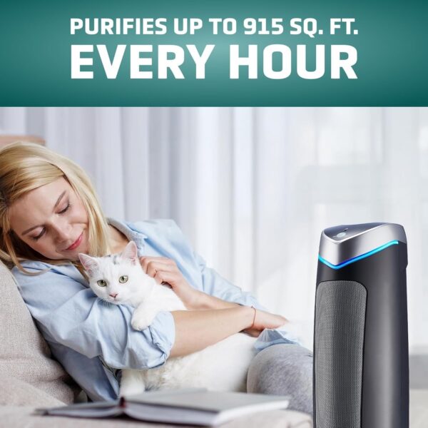 GermGuardian 5-In-1 HEPA Air Purifier for Home, Large Rooms Up To 915 Sq. Ft. with HEPA Pet Air Filter, UV-C Light & Odor Reduction, AC5250PT, 28′′ Tower, Black