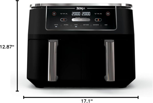 5981a3cb6769472f9db5eb1bc3e42945 DZ401 Foodi 10 Quart 6-in-1 DualZone XL 2-Basket Air Fryer with 2 Independent Frying Baskets, Match Cook & Smart Finish to Roast, Broil, Dehydrate for Quick, Easy Family-Sized Meals, Grey