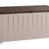 Novel Plastic Deck Storage Container Box Outdoor Patio Furniture 90 Gal, Brown