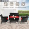 Patio Furniture Set 4 Pieces Outdoor Rattan Chair Wicker Sofa Garden Conversation Bistro Sets for Yard (Brown)