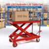 500LBS Hydraulic Lift Table Cart, 30′′ Lifting Height., Double Scissor Lift Table with 4 Wheels and Non-Slip Pad, Hydraulic Scissor Lift Table for Material Handling and Transportation