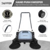 Walk-Behind Outdoor Hand Push Floor Sweeper – 5.25 Gallon Capacity – 25.5′′ Sweeping Width – Sweeps up to 27,900 ft2 / Hour, Grey