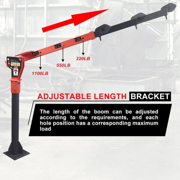 5a4f703054de47ce95d9ef8fb88a1909 1100lb Folding Dismountable Household Hoist Truck Crane with Electric Hoist (110V) – 880lb Pulling Force, Jib Cranes for Factory, Warehouse, Construction