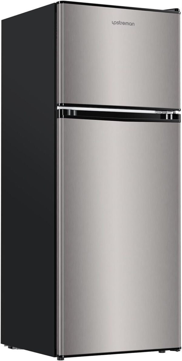 5a8e7d26dfdf44efa4a4e6791c40892a Upstreman 4.0 Cu.Ft Mini Fridge with Freezer – Double Door Compact Refrigerator for Dorm, Office, Bedroom – Adjustable Thermostat, Black (BR401)