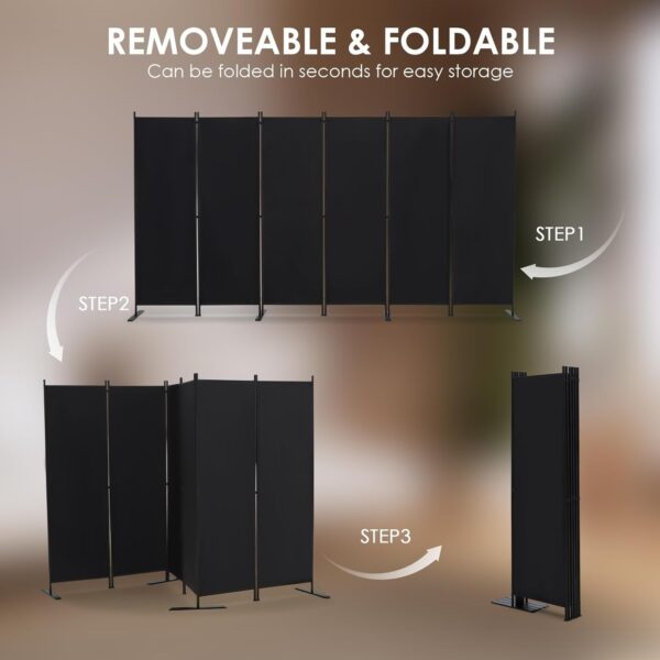 RANTILA 3 Panel Privacy Screen, 6 Ft Tall Folding Privacy Screen Room Dividers, Freestanding Room Partition Wall Dividers, 102”W x 20”D x 71”H, Black