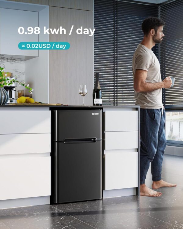5ae9e4a7ccf14bcf83cfdbbc96efef8b EUHOMY 3.2 Cu.Ft Mini Fridge with Freezer – 2-Door Compact Refrigerator for Bedroom, Dorm, Office or Apartment, Silver