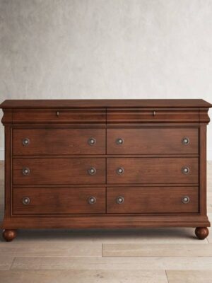 8 Drawer 64” W Double Dresser With Mirror