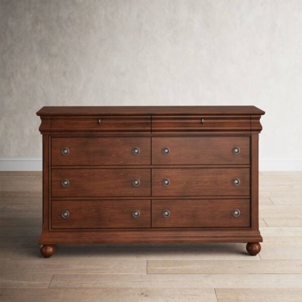 8 Drawer 64” W Double Dresser With Mirror