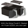 DZ401 Foodi 10 Quart 6-in-1 DualZone XL 2-Basket Air Fryer with 2 Independent Frying Baskets, Match Cook & Smart Finish to Roast, Broil, Dehydrate for Quick, Easy Family-Sized Meals, Grey