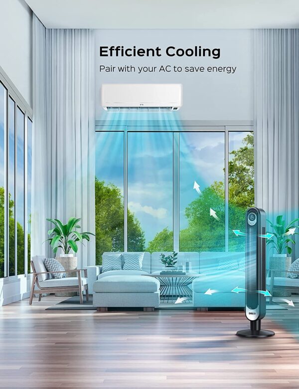5b38fad8d4dc40c08f085232d9aee9c5 106cm Tower Fan with Remote. Floor Fan Oscillating 90 Powerful Fan 6 Speeds. Quiet Bladeless Cooling Fan