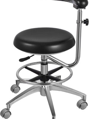 Medical Dental Stool Dentist Chair with 360 Degree Rotation Armrest PU Leather Assistant Stool Chair Height Adjustable Doctor Chair