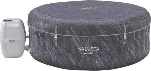 Bestway SaluSpa Fiji AirJet Large Round 2 to 4 Person Inflatable Hot Tub Portable Outdoor Spa with 120 AirJets and EnergySense Cover, Grey