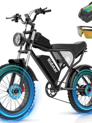 Electric Bike for Adults Q20, 2000/1500W, 37/30MPH,52V 40AH,48V/20AH E-Bike,30-180 Miles Electric Motorcycle, 20′′ Fat Tire Dirt Bike, UL2849 All Terrain for Mountains, Snow, Sand, Road