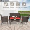 Patio Furniture Set 4 Pieces Outdoor Rattan Chair Wicker Sofa Garden Conversation Bistro Sets for Yard (Brown)