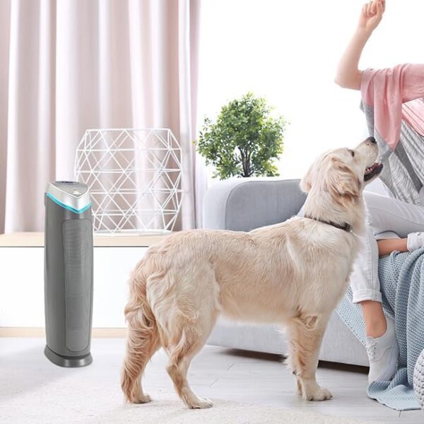 GermGuardian 5-In-1 HEPA Air Purifier for Home, Large Rooms Up To 915 Sq. Ft. with HEPA Pet Air Filter, UV-C Light & Odor Reduction, AC5250PT, 28′′ Tower, Black