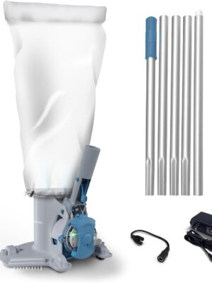 KOKIDO Rechargeable Cordless Pool Leaf Vacuum, 30GPM Strong Suction, 75 min Runtime, XL Heavy Duty Filter Bag, Leaves and Debris Removal, for Above Ground Pool and Inground Pools XV410