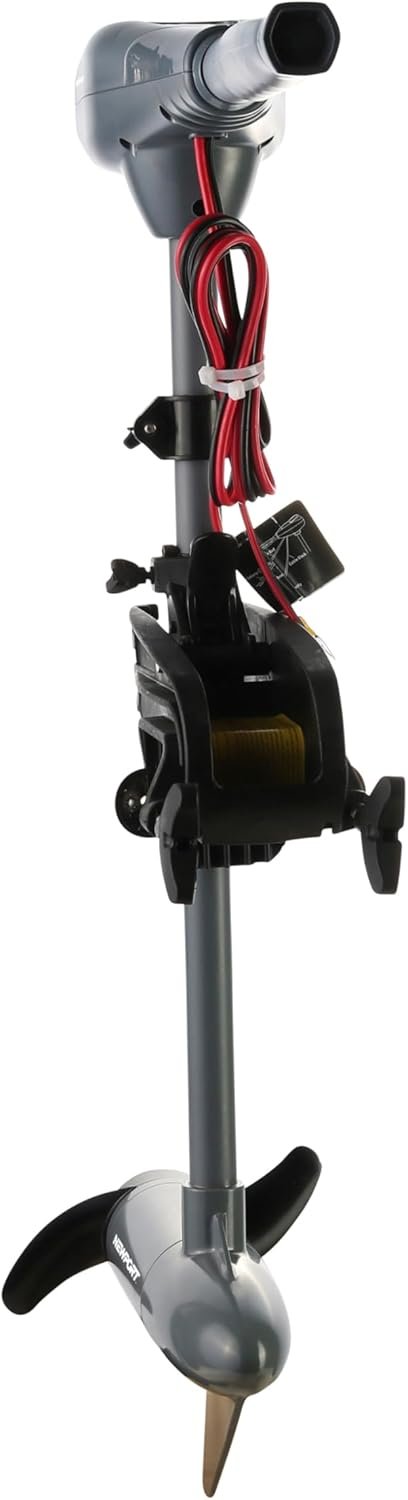 Kayak Series 55lb Thrust Saltwater Transom Mounted Electric Trolling Motor plus Newport 12V50Ah Deep Cycle Heavy-Duty Marine Battery, Sealed AGM Kit, Everything Needed to Operation Motor