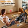 Magnetic/Water Rowing Machine 350 LB Weight Capacity – Foldable Rower for Home Use with Bluetooth, App Supported, Tablet Holder and Comfortable Seat Cushion