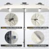 15ft Patio Umbrella with Solar Lights, Large Double Umbrella Outdoor, Rectangle 180”x106” Umbrellas with 156 PCS LED Lights and Crank Handle for Backyard Deck Pool Shade in Black(1.9′′ Pole)