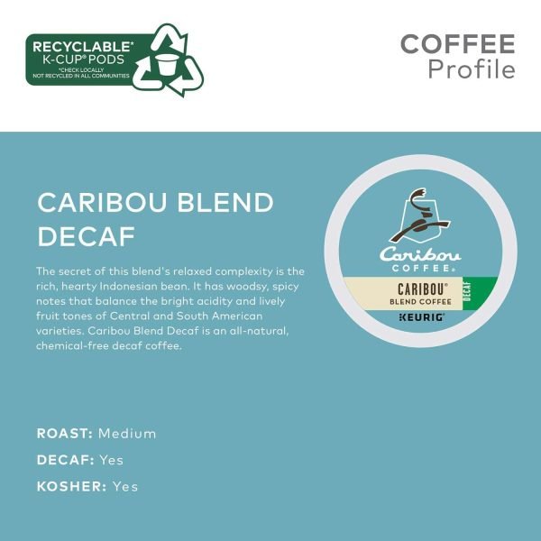5c88cf61a79646c4a92c69ad67d72536 Caribou Coffee Caribou Blend Decaf, Single-Serve K-Cup Pods, Medium Roast Coffee, 96 Count