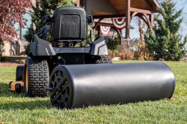 Agri-Fab 45-0604 18′′ x 48′′ Tow Behind Poly Lawn Roller 550 lbs Weight with Water, Poly Drum and Steel Frame, with Plug. Designed for Lawn and Garden Tractors