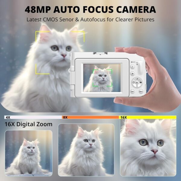 5c92418b4d7f43958c4e6bca1cb0155f 4K Digital Camera for Photography Autofocus, 2024 Latest 48MP Vlogging Camera for YouTube with SD Card, 2 Batteries, 3′′ 180°Flip Screen Compact Travel Camera for Teens with 16X Zoom, Anti-Shake,Black