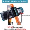 1100lb Folding Dismountable Household Hoist Truck Crane with Electric Hoist (110V) – 880lb Pulling Force, Jib Cranes for Factory, Warehouse, Construction
