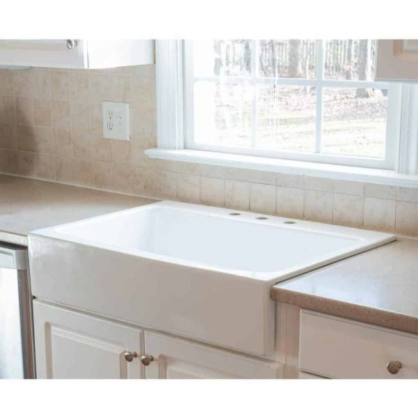 5cc6e22e3a8b44a6bd31c94f834867c3 SINKOLOGY Josephine 34 in. 1-Hole Quick-Fit Farmhouse Apron Front Drop-in Single Bowl Crisp White Fireclay Kitchen Sink