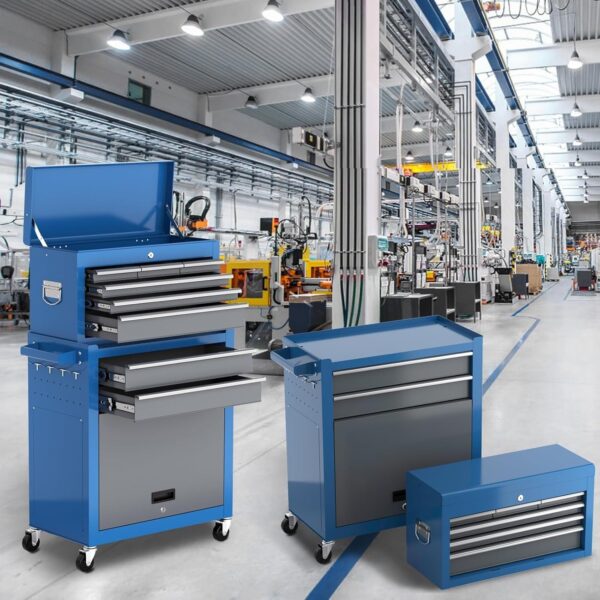 5d18eb3c24c74bd2a2a087563a290959 Tool Chest 8-Drawer | 42” Large Rolling Tool Chest with Wheels | Detachable Top Metal Tool Box | Garage Storage Cabinet for Repair Room,Warehouse | Rolling Tool Box with Hooks,Liners,Tray Divider