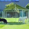 Outdoor Dog Kennel Dog Cage Dog Playpen Dog Fence Chicken Coop Hen House Heavy Duty Pet Playpen with Large Galvanized Chain Link with UV and Water Resistant Black Proof Cover