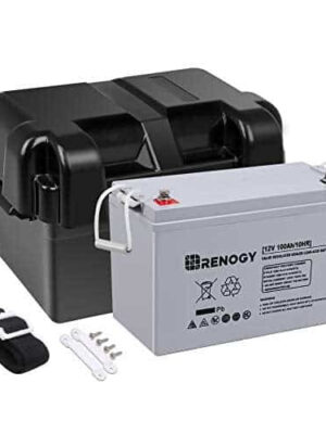 Renogy 12V 100Ah Deep Cycle AGM Battery w/Battery Box for RV, Solar Marine and Off-grid Applications