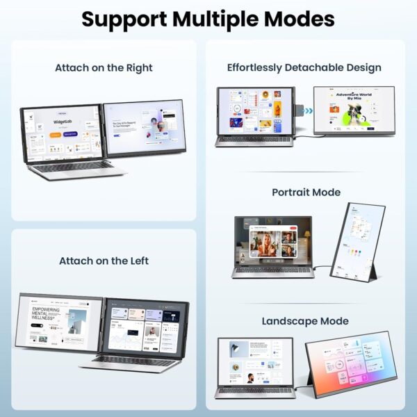 Laptop Screen Extender – 15.6′′ FHD 1080P Portable Monitor for Laptop, Detachable & Plug and Play Dual Laptop Monitor Extender for 13′′-17.3′′ Laptops, Compatible with Wins/Mac/Android/Chrome