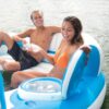 5d848c0bedab47b7a3ed082bd0c2b52a 56299EP 145 x 125 x 20 Inch Splash N Chill Inflatable Lake and Pool Relaxation Island Lounger Seat for up to 7 Adults, Blue and White