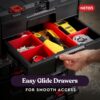 Keter Stack-n-Roll Modular Tools Organizer for Garage Storage and DIY, 3 Piece Resin Rolling Tool Box System for Small Parts